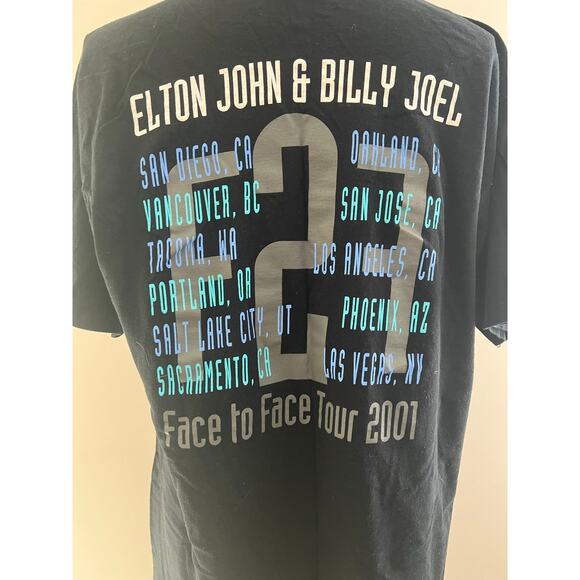 Vintage Single Stitch T-shirt Billy Joel Elton John Face to Face Tour 2001 JL - Picture 7 of 8